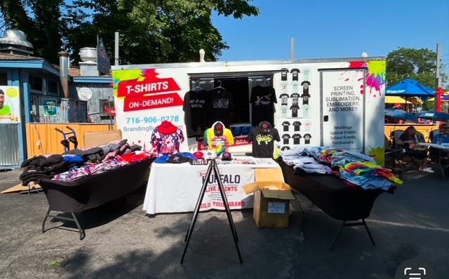 Branding Buffalo on-site event apparel printing