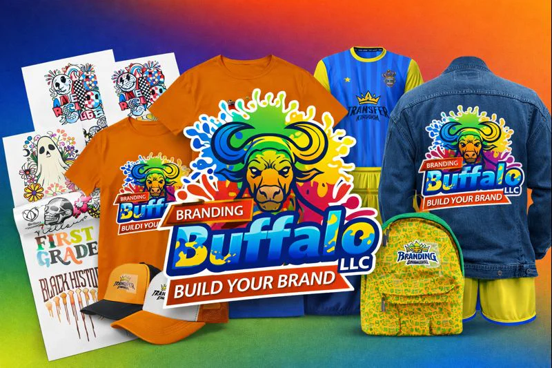 Branding Buffalo DTF gang sheet transfer